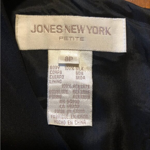 Jones New York Petite 100% Silk Black Sheath Dress 8P - Picture 7 of 9